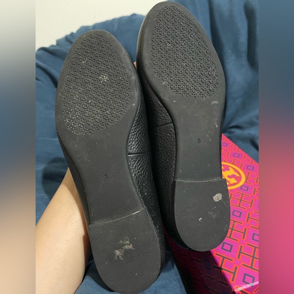 TORY BURCH Claire Ballet Flat- Tumbled Leather, Black/silver US 5 - Picture 5 of 5